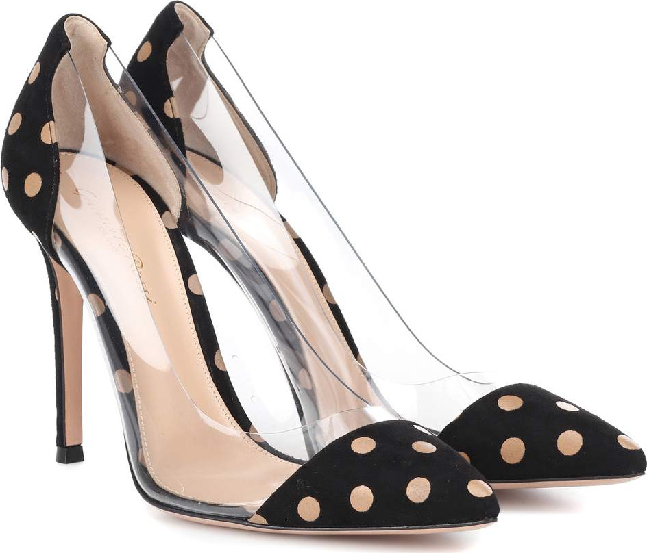 Gianvito Rossi Plexi polka-dot suede pumps