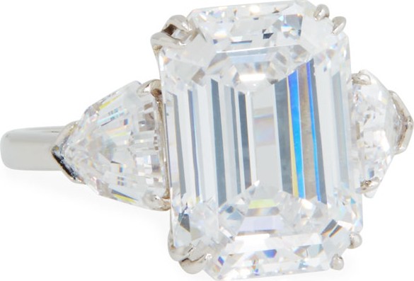 Fantasia by DeSerio 14k White Gold Triple Cubic Zirconia Ring