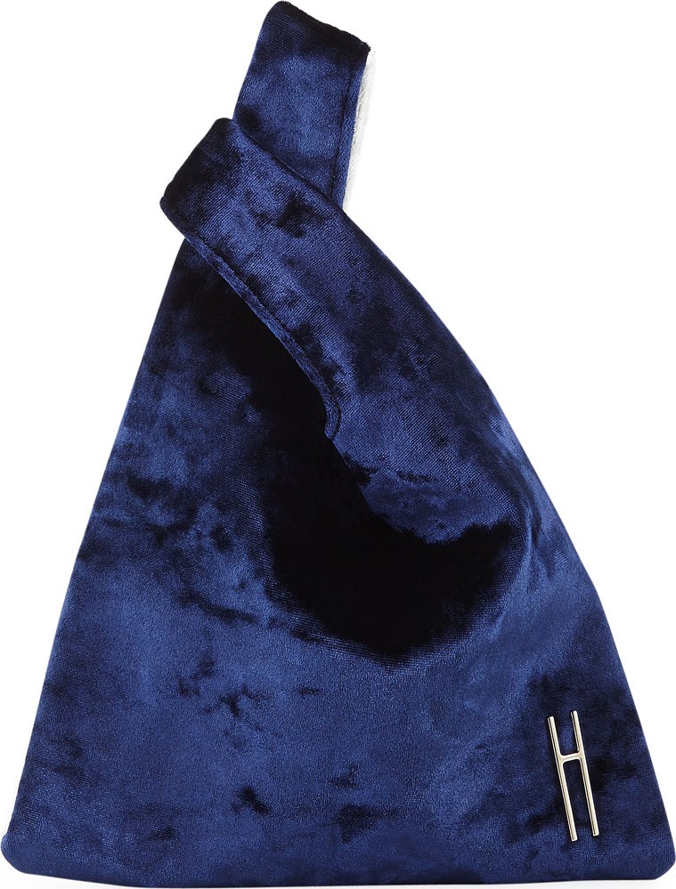 Hayward Mini Shopper Velvet Tote Bag, Blue/White