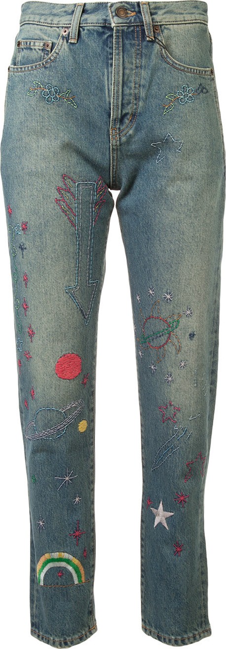 Saint Laurent embroidered high-rise jeans