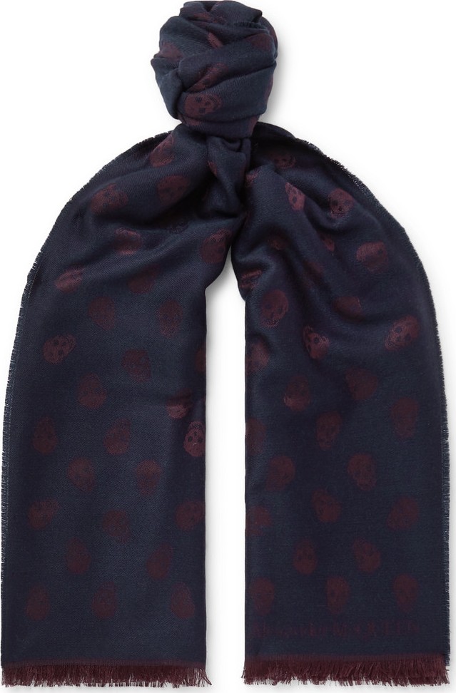 Alexander McQueen Fringed Wool and Silk-Blend Jacquard Scarf
