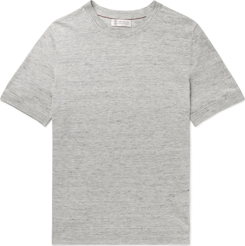 Brunello Cucinelli Slim-Fit Mélange Slub Linen and Cotton-Blend T-Shirt