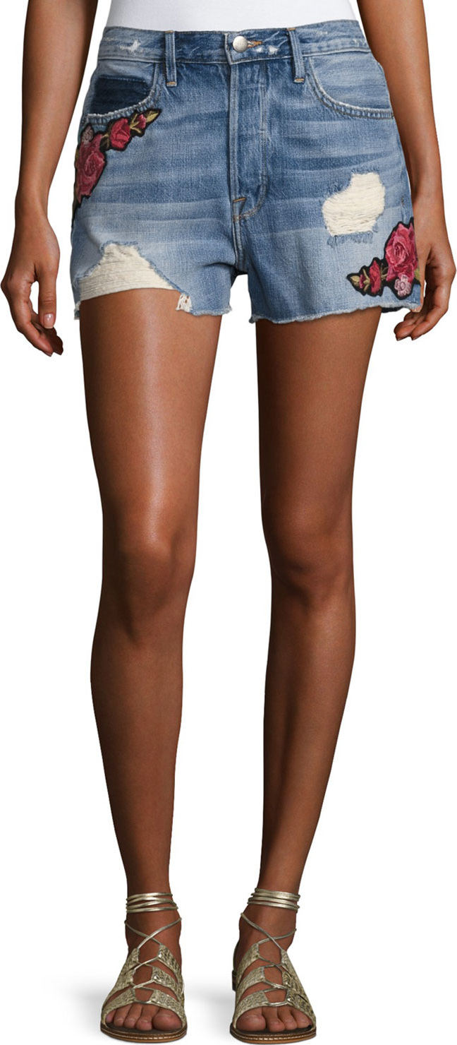 FRAME DENIM Le Original Patch Shorts, Rose Petal