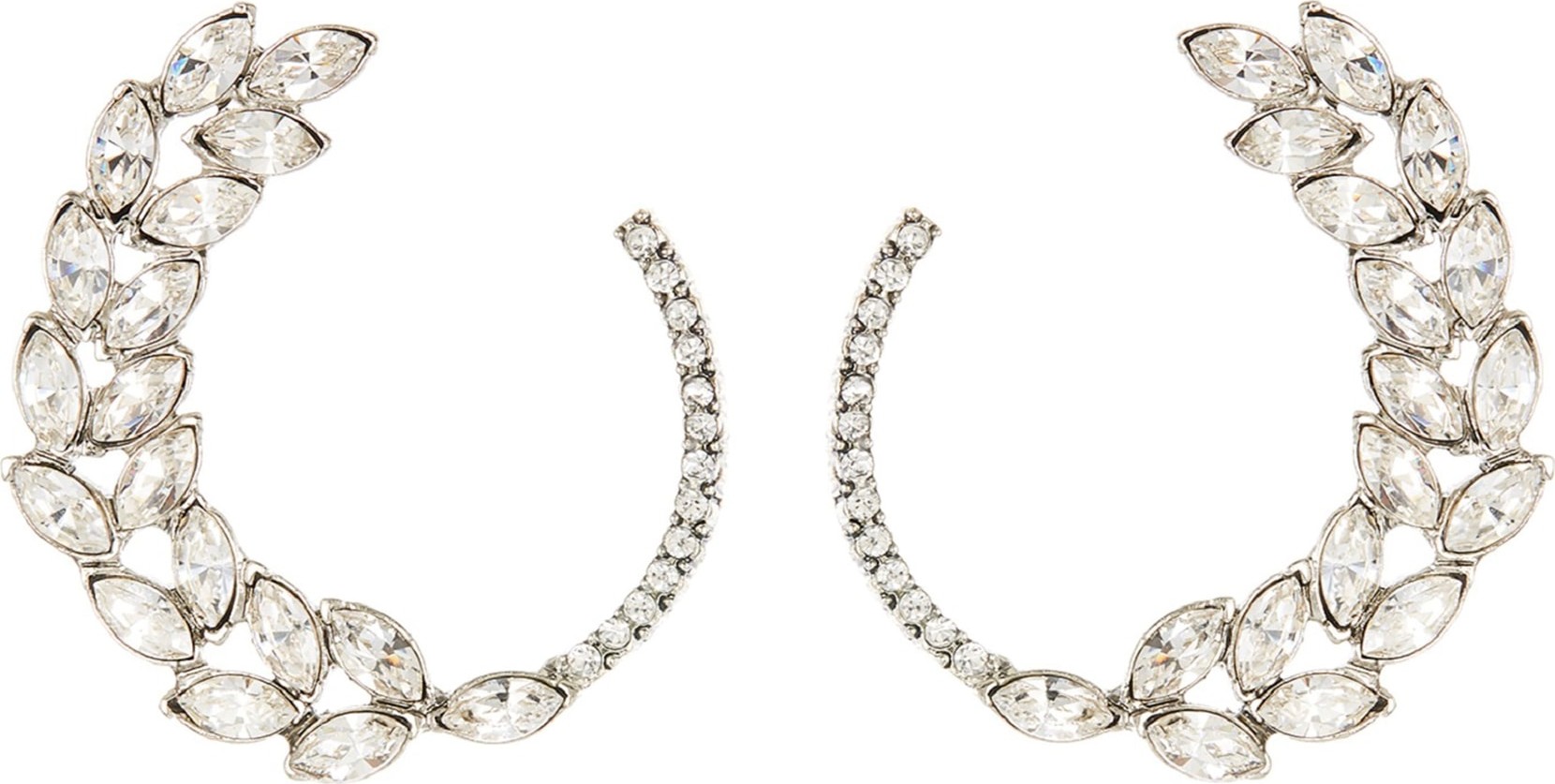 Oscar De La Renta Navette & Pavé Hoop Earrings