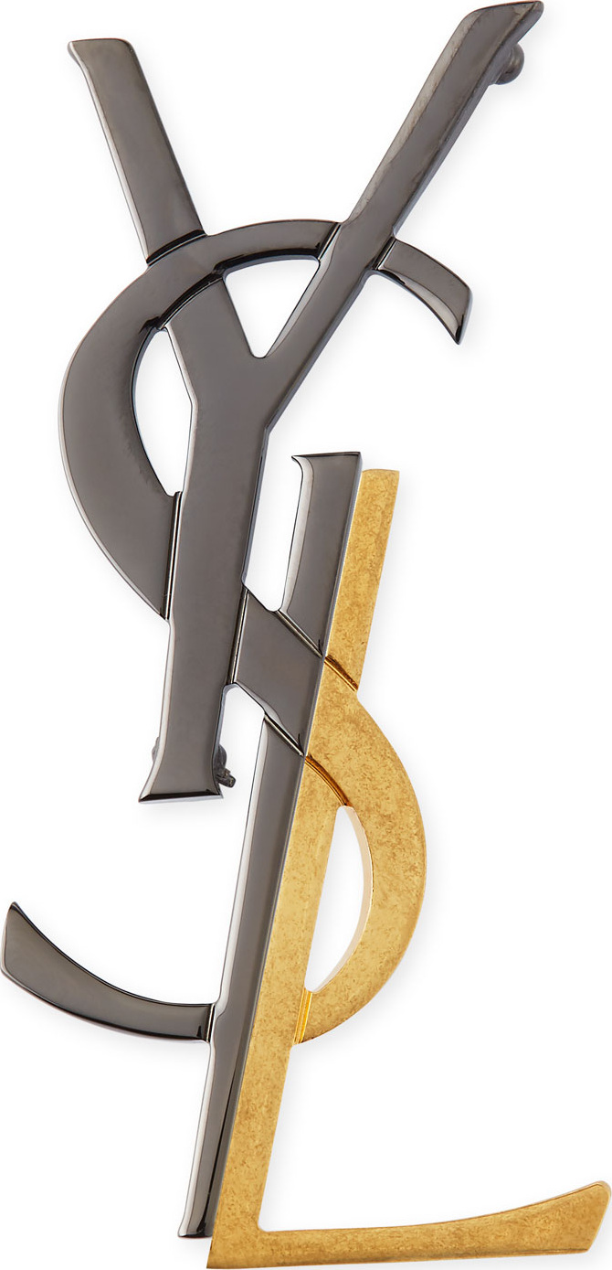 Saint Laurent Plated Brass Logo Pin