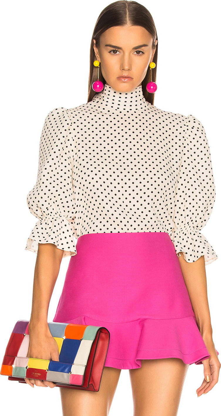Valentino Blouson Polka Dot Blouse