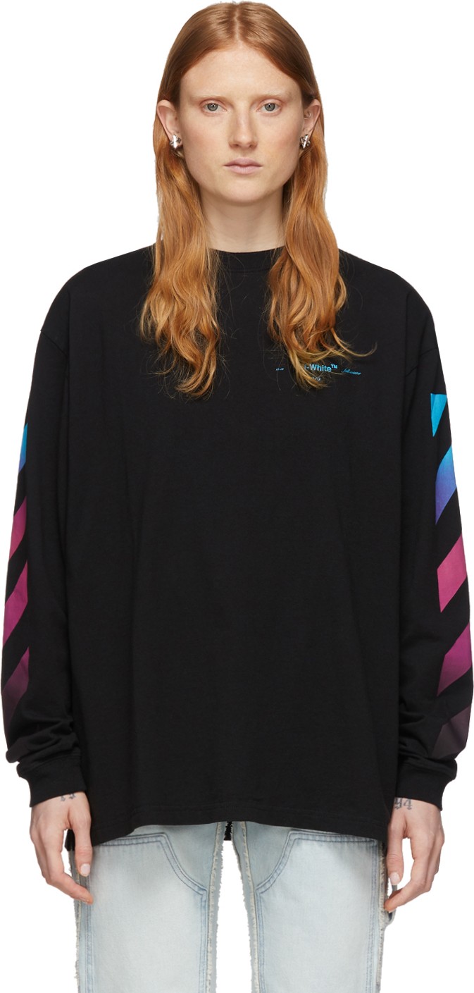Off White Black Gradient Diag Long Sleeve T-Shirt
