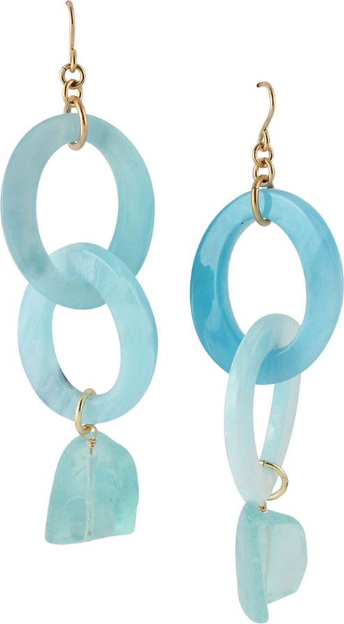 Devon Leigh Raw Quartz Dangle Earrings, Blue