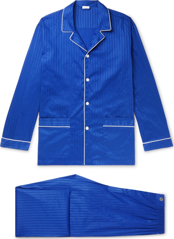 Zimmerli Piped Striped Cotton Satin-Jersey Pyjama Set