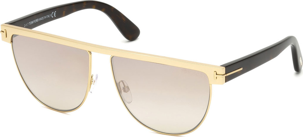 TOM FORD Stephanie Flat-Top Metal Sunglasses, Rose Gold/Flash Silver