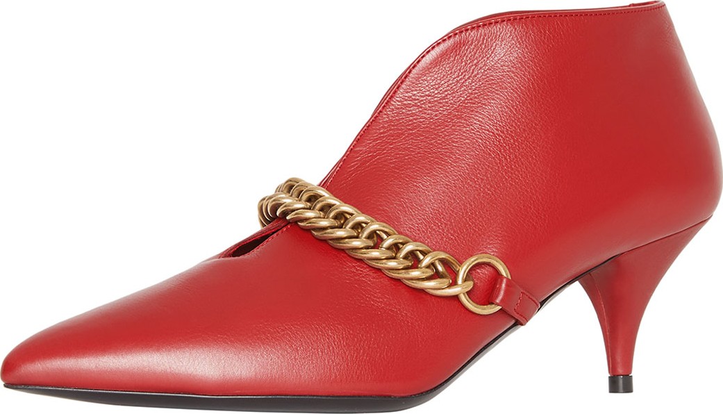 Burberry London England Bronwen Kitten-Heel Booties with Chain
