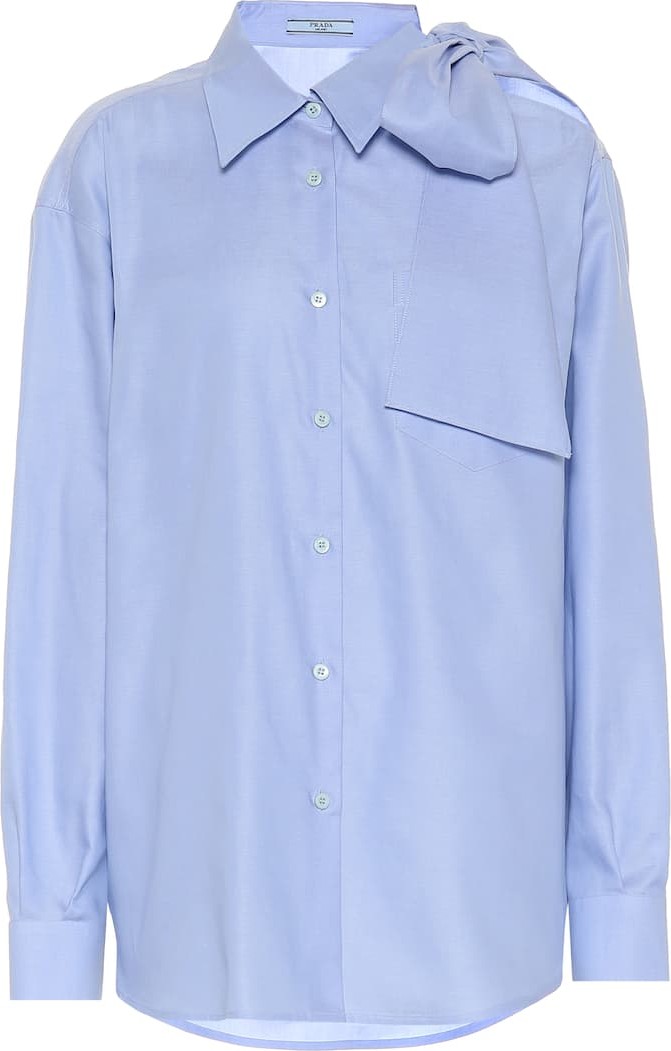 Prada Cold-shoulder cotton poplin shirt