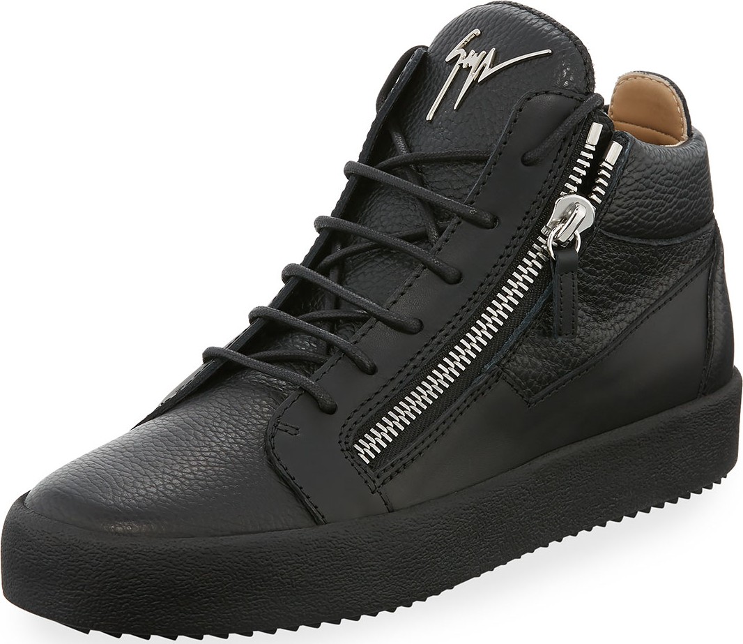 Giuseppe Zanotti Men's Textured Leather Mid-Top Sneakers