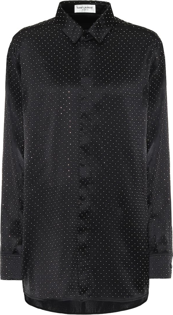 Saint Laurent Embellished silk-satin shirt