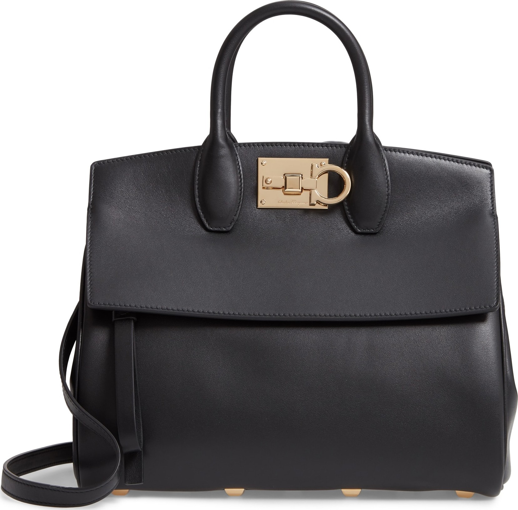 Salvatore Ferragamo Small The Studio Calfskin Leather Top Handle Bag