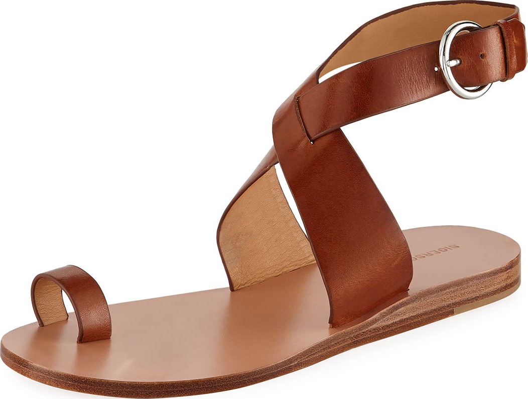 Sigerson Morrison Kyra Leather Ankle-Wrap Sandals