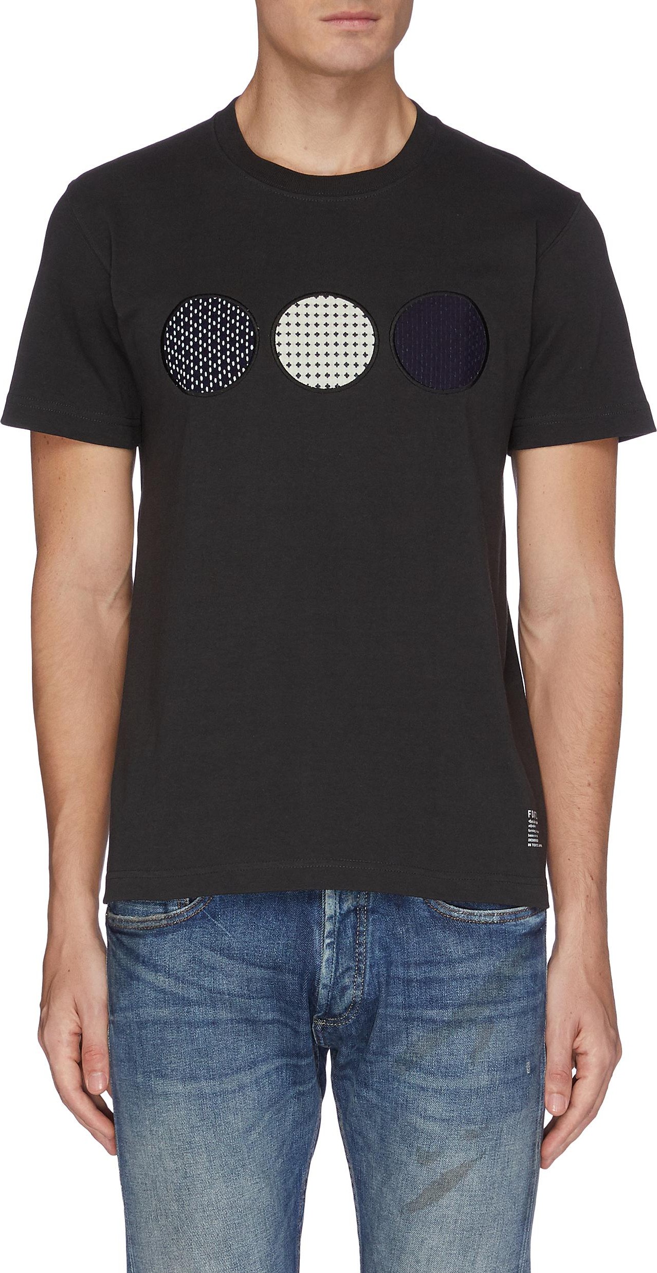 FDMTL Sashiko circle patch logo print T-shirt