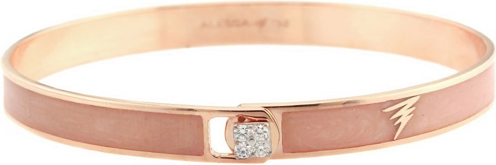Alessa Jewelry Spectrum 18k Rose Gold Paint & Diamond Bangle, Pink, Size 16