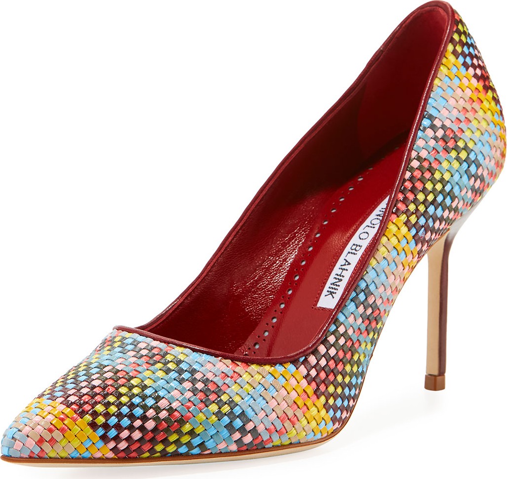 Manolo Blahnik BB 90mm Multi-Woven Leather Pumps