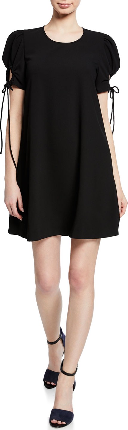 See By Chloé Crewneck Puff-Sleeve Mini Dress