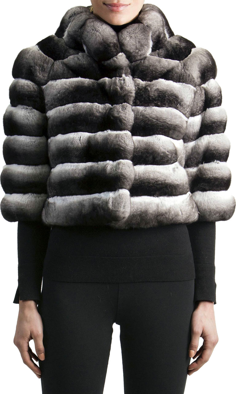 Gorski 3/4-Sleeve Chinchilla Fur Jacket