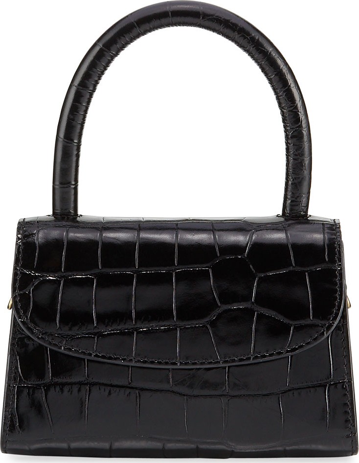 By Far Crocodile-Embossed Mini Top Handle Bag