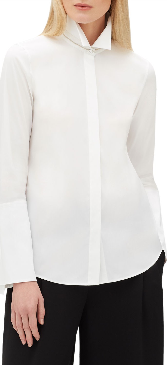 Lafayette 148 New York Cynthia Stretch-Cotton Blouse