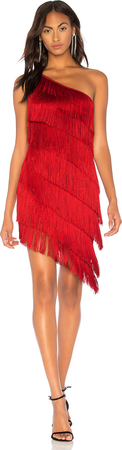 Norma Kamali Fringe One Shoulder Dress