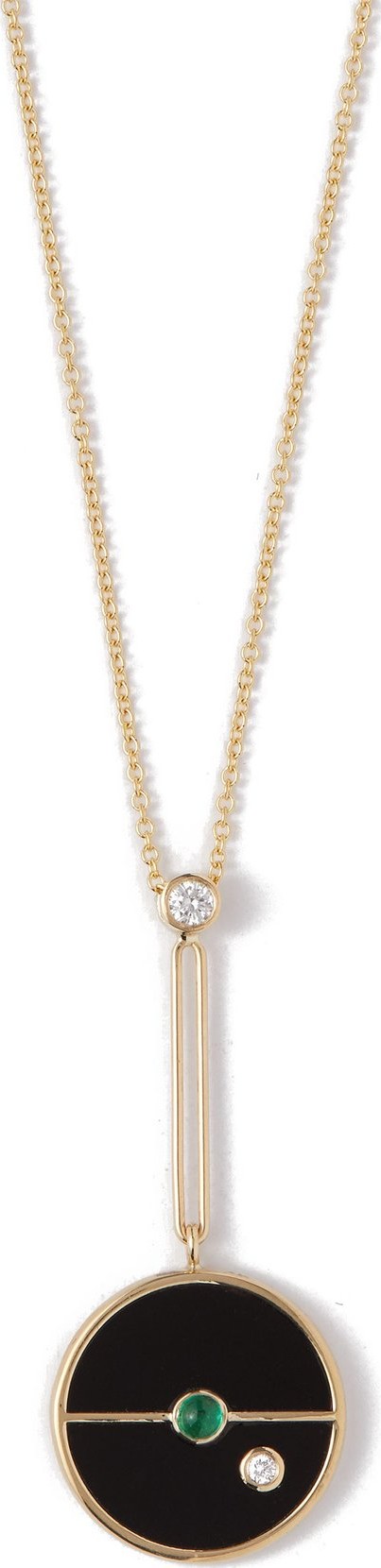 Retrouvai Compass diamond, emerald & gold necklace