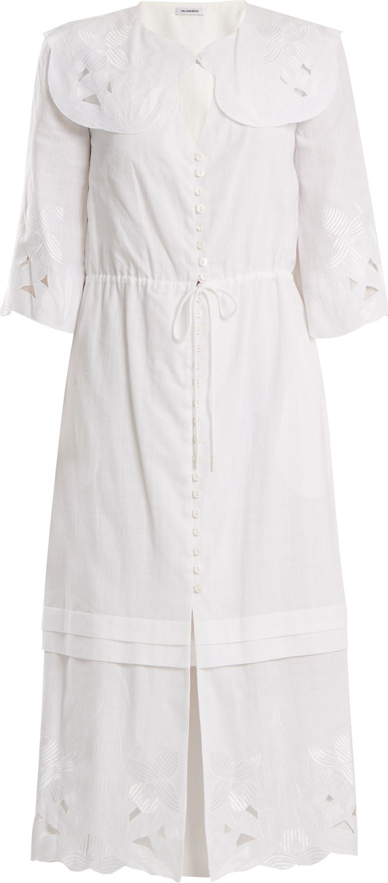 Vilshenko Auberta floral-embroidered cotton dress