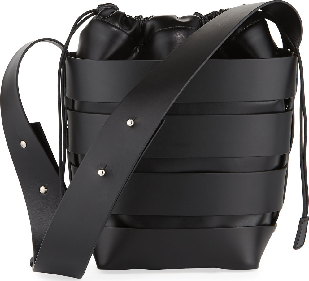 Paco Rabanne Cage Small Calfskin Hobo Bag, Black