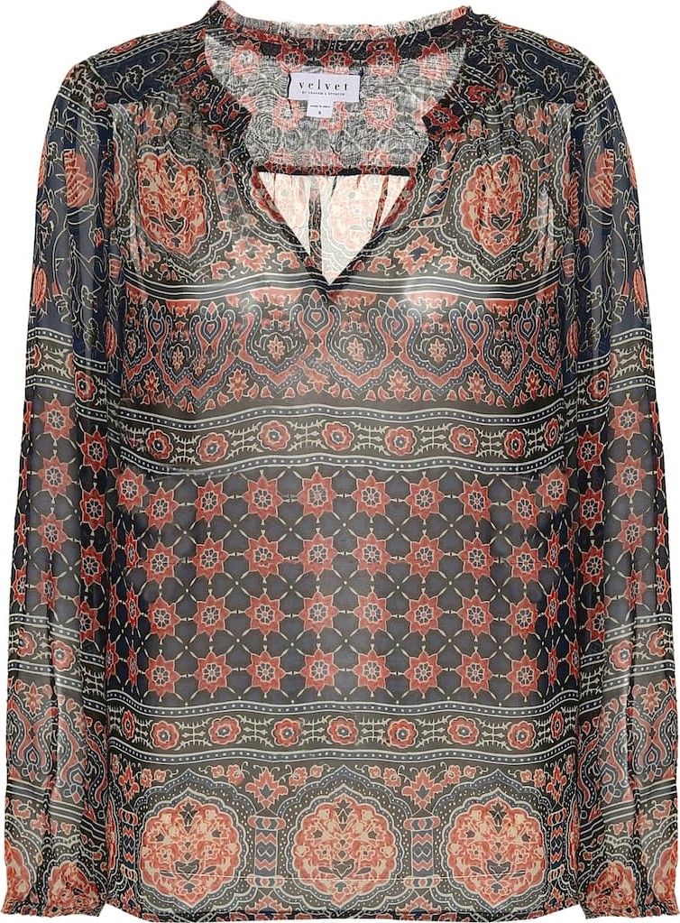 Velvet By Graham & Spencer Shana printed chiffon shirt