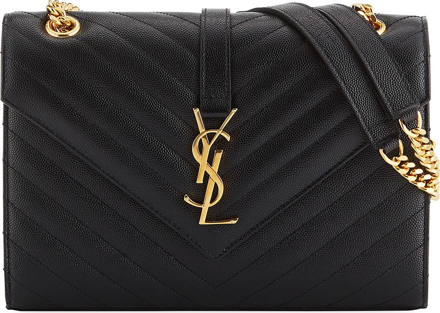 Saint Laurent V Flap Monogram Medium Envelope Shoulder Bag
