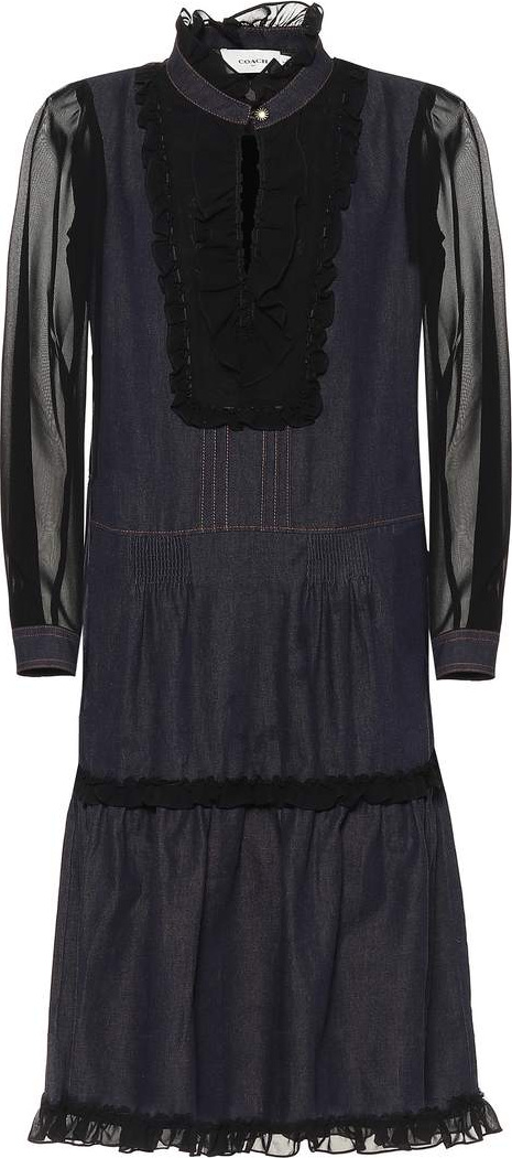 COACH Ruffled denim minidress