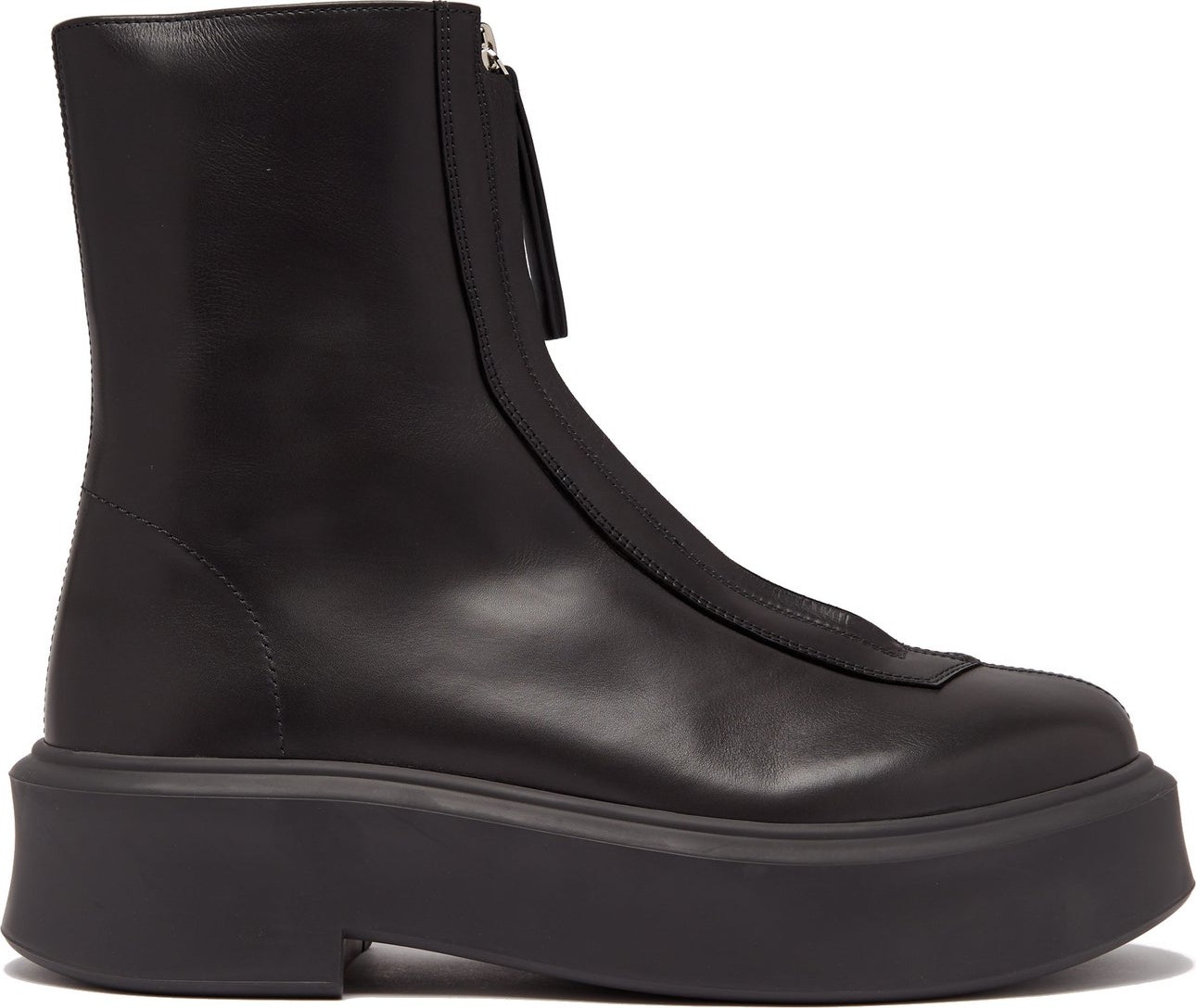 THE ROW Zip-front leather ankle boots
