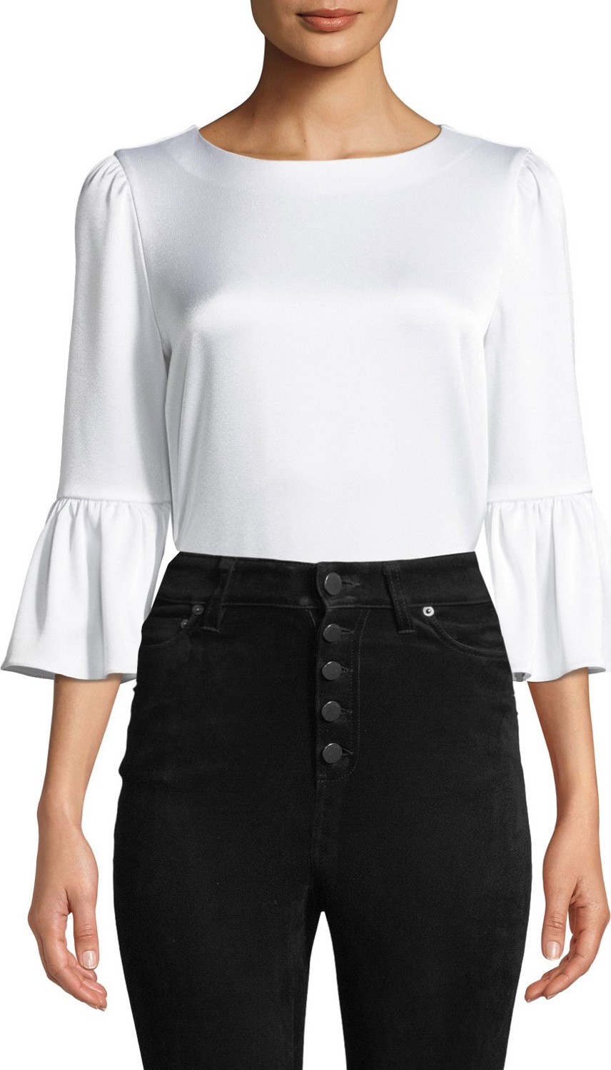 Alice + Olivia Bernice Ruffle-Sleeve Top