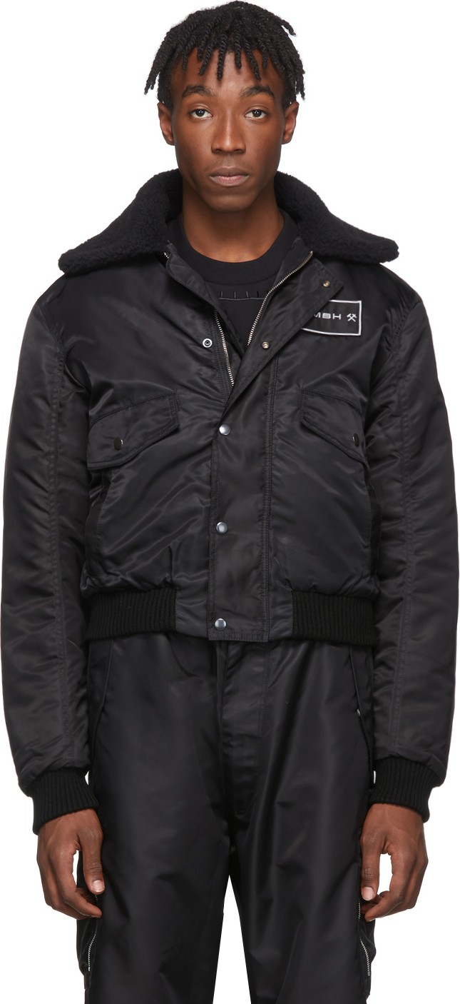 GmbH Black Satin Prem Pilot Bomber Jacket
