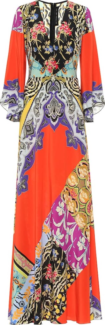 Etro Printed silk-crêpe maxi dress