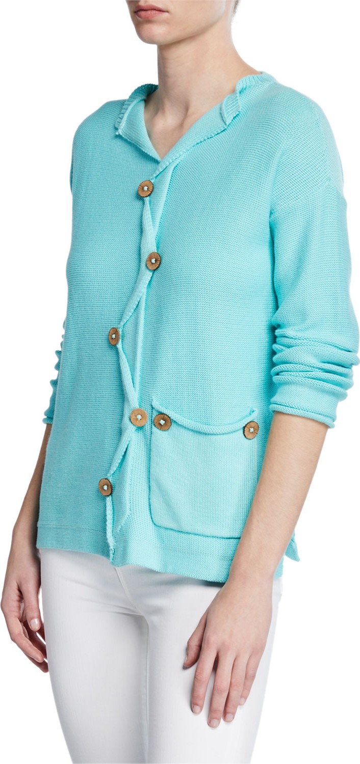 Pure Handknit All Smiles Cotton Sweater w/ Deco Buttons