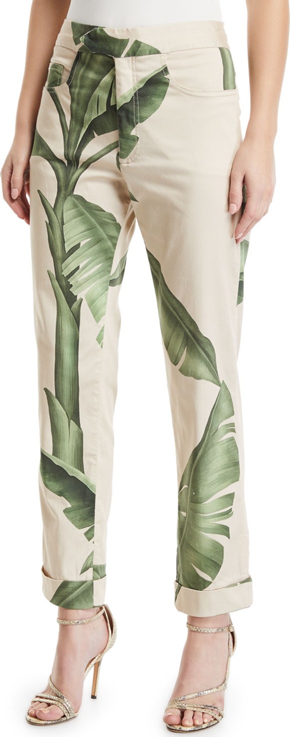 Johanna Ortiz Mid-Rise Palm-Leaf Print Capri Pants