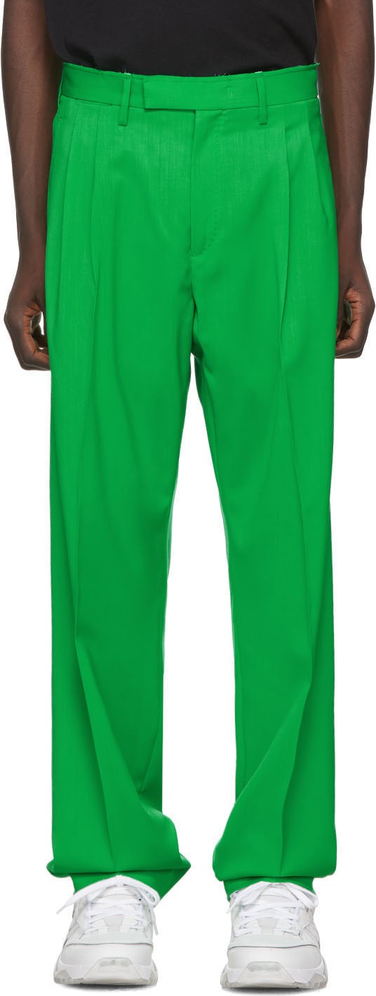 Off White Green Wool Classic Trousers