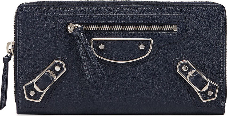 Balenciaga Metallic Edge Continental Zip-Around Wallet, Royal Blue