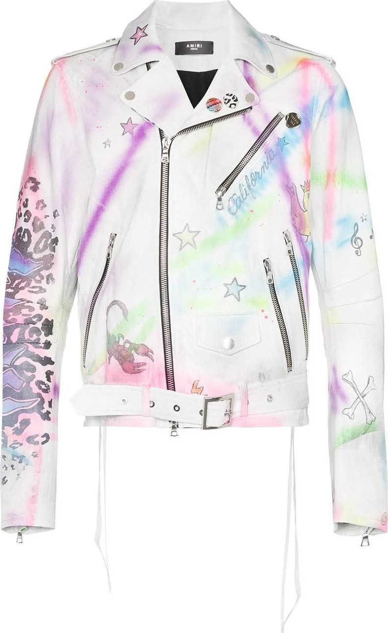Amiri Graffiti leather biker jacket