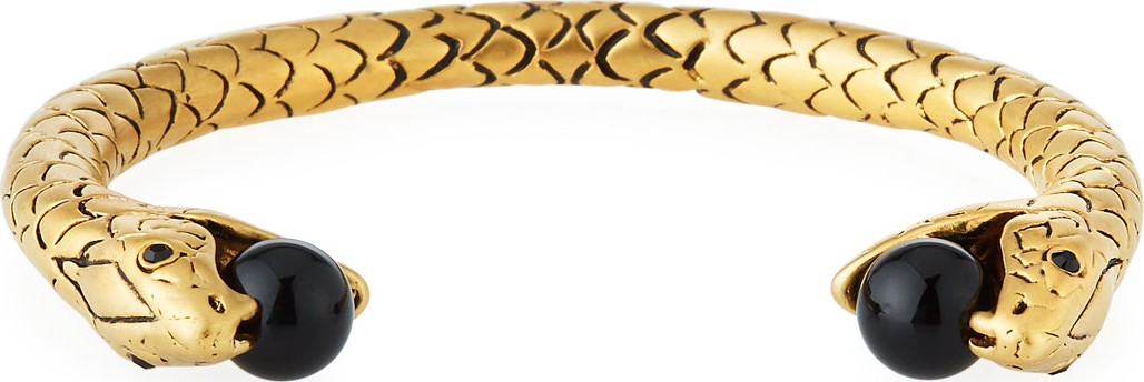 Saint Laurent Snake Kick Cuff Bracelet w/ Beads