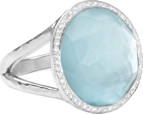 IPPOLITA Stella Lollipop Ring in Blue Topaz & Diamonds, 0.23ct