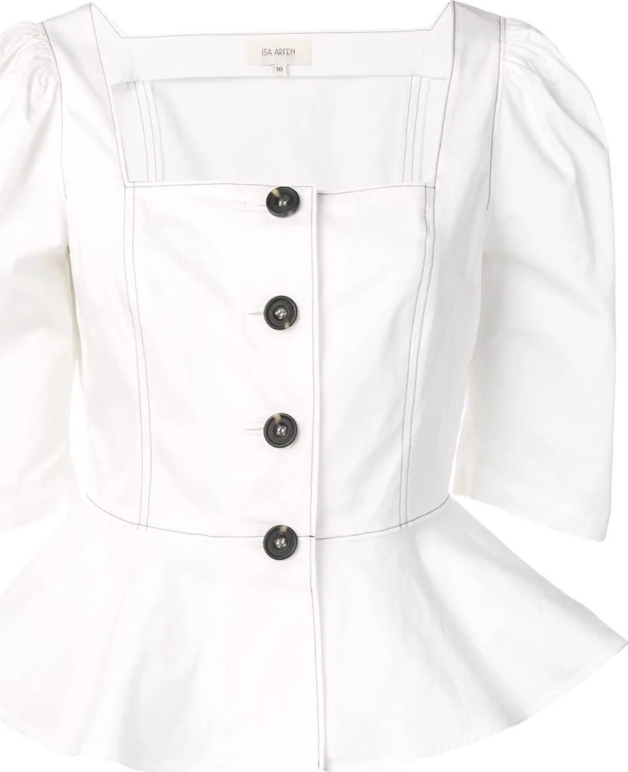 Isa Arfen button-down peplum top