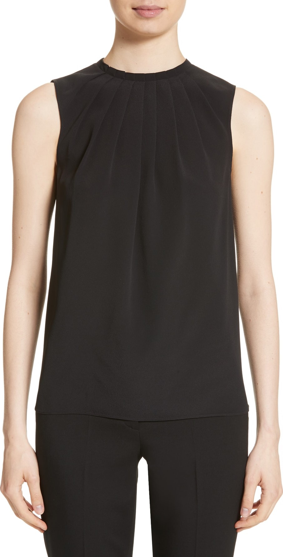 Michael Kors Tucked Neck Silk Blend Blouse