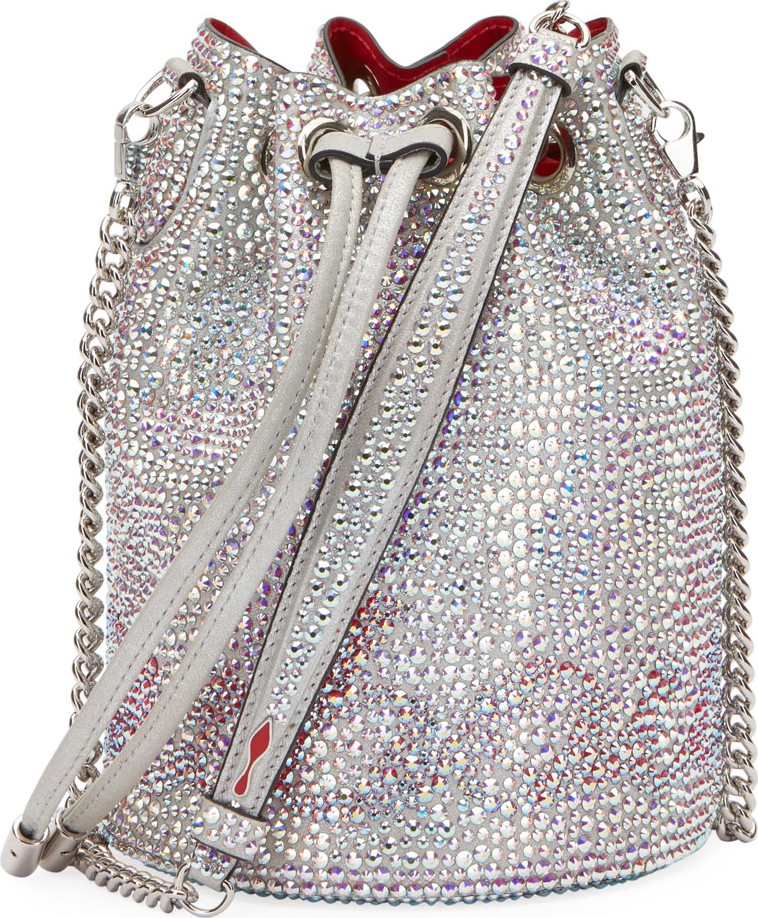 Christian Louboutin Marie Jane Crystal-Beaded Suede Bucket Bag