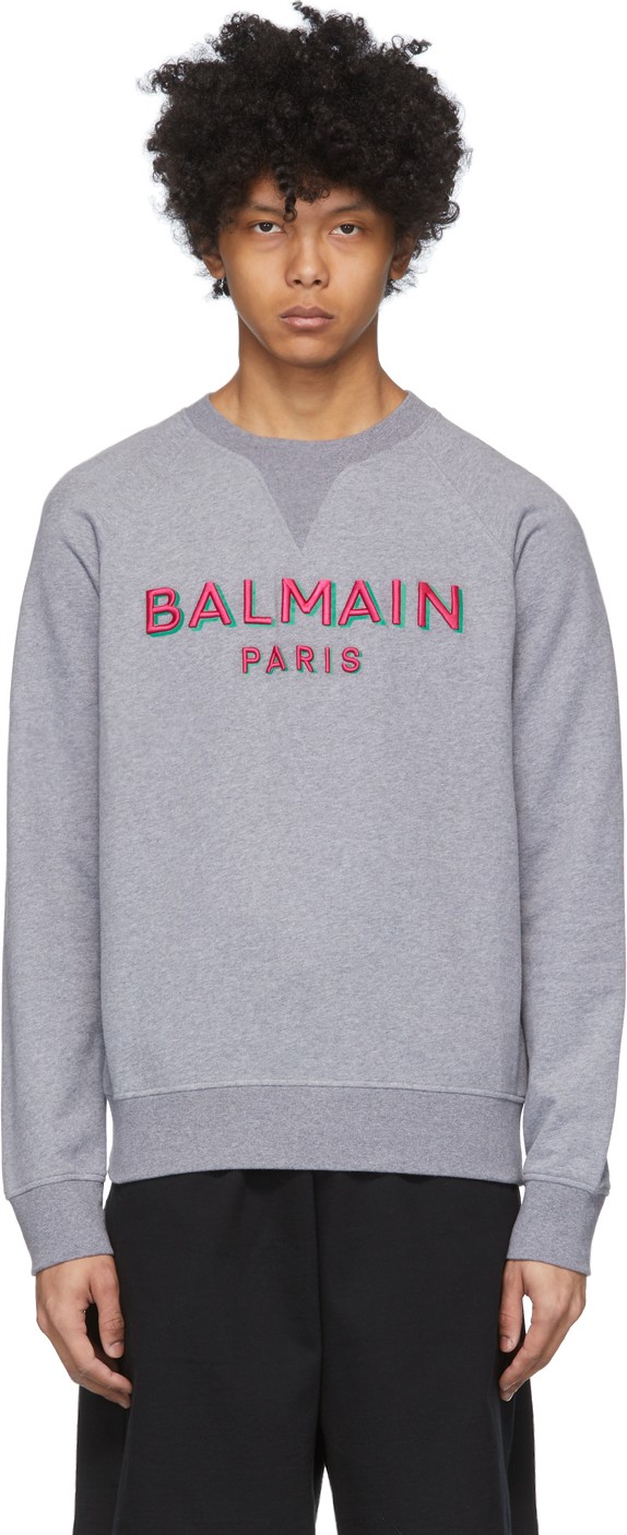 Balmain Grey 3D Logo Sweatshirt