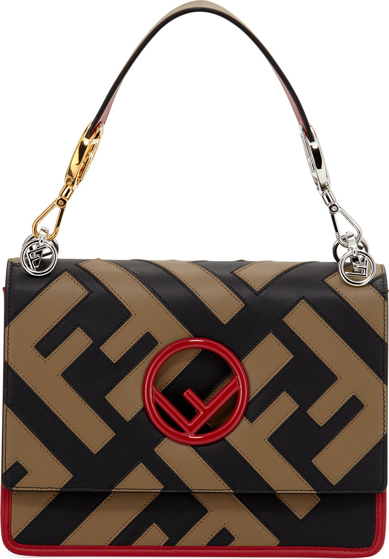 Fendi Kan I F Logo Leather Shoulder Bag